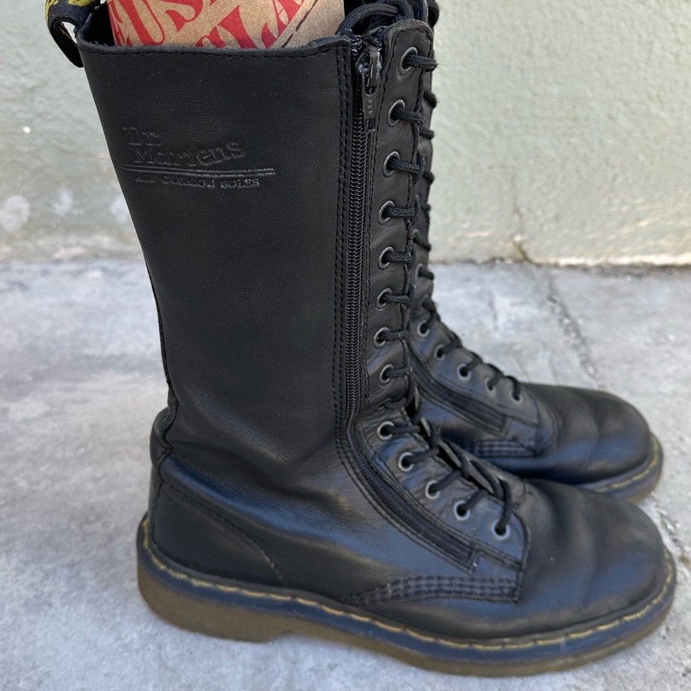 Vintage Dr. Martens 11305 Black High Dual Zip Boots Mid Calf Size UK7